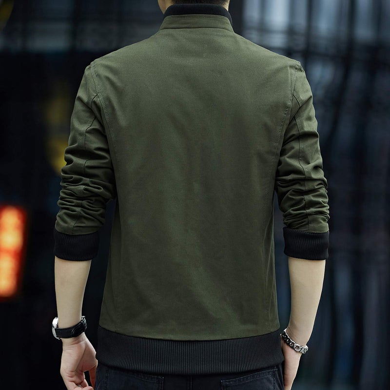 Womleys Mens Casual Windbreaker Outerwear Slim Fit Cotton Lightweight Jackets (X-Small, Army Green) - Image 4